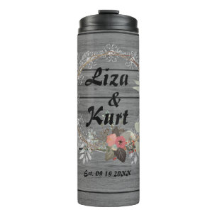 Chic Floral Wreath Rustic Wedmal Thermal Tumble Thermosbecher