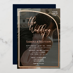 Chic Floral Wreath Wedding Foil Einladung