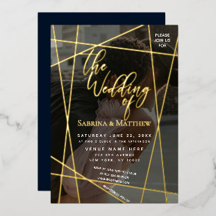 Chic Floral Wreath Wedding Foil Einladung