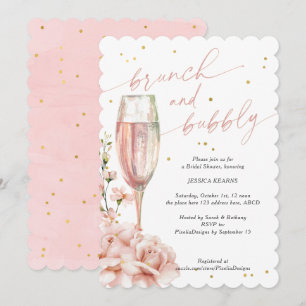 Chic floraler Champagner flöttert Brunch und blubb Einladung