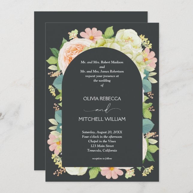Chic Florals Dark Wedding All in One (Vorne/Hinten)