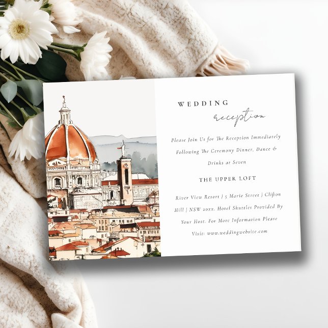 Chic Florence Cathedral Italien Hochzeitsempfang Begleitkarte (Von Creator hochgeladen)