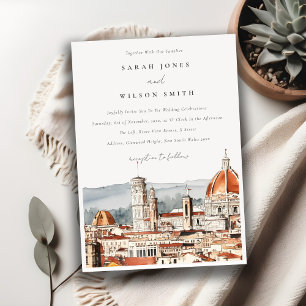 Chic Florence Cathedral Italien Wasserfarbenhochze Einladung