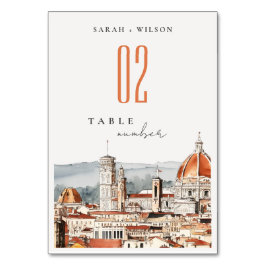 Chic Florence Cathedral Italien Wasserfarbenhochze Tischnummer