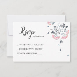Chic florgrau pinkfarbene Aquarellfarbenhochzeit R RSVP Karte