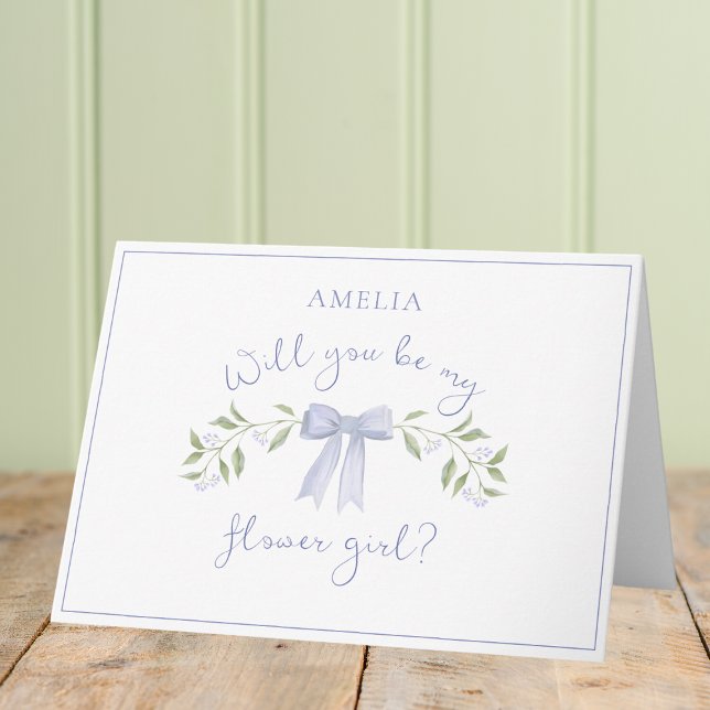 Chic Flower Girl Vorschlag mit Bow Niedlich Dusty  Karte (Von Creator hochgeladen)