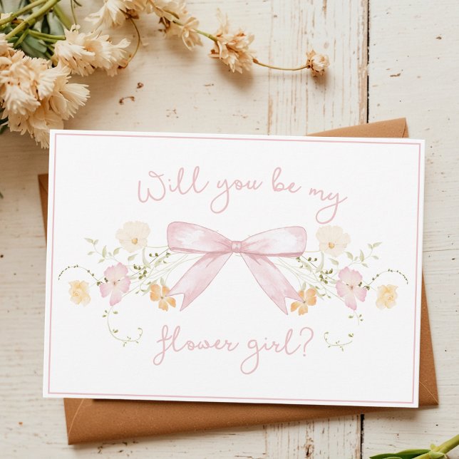 Chic Flower Girl Vorschlag mit Bow Niedlich Girly  Karte (Von Creator hochgeladen)