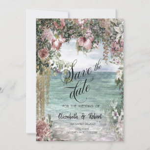 Chic Flowers Ocean Datum speichern Save The Date