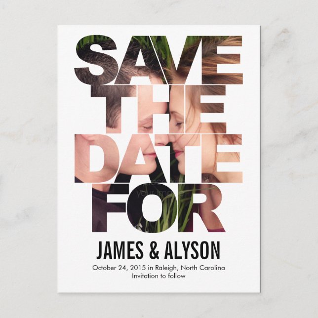 Chic Flüchtige Blick Save the Date Card Ankündigungspostkarte (Vorderseite)