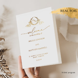 Chic, Foil Monogram Wedding Folding Program Folienkarte
