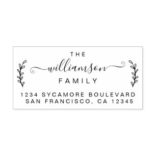 Chic Foliage Family Name Rücksendeadresse Gummistempel