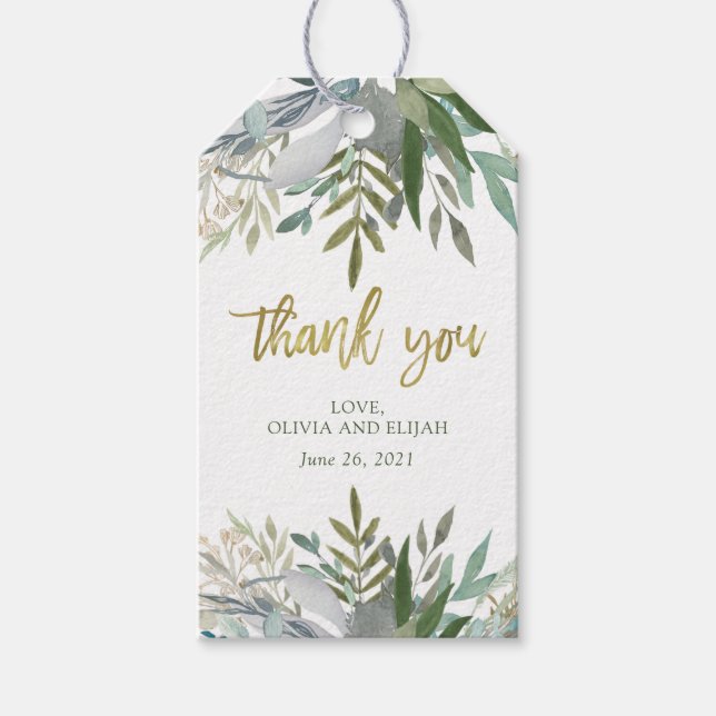 Chic Foliage | Hochzeit Danke Geschenkanhänger (Vorderseite)