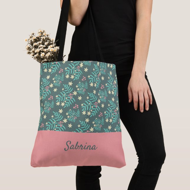 Chic Foliage Mit Monogramm Tote Bag Tasche (Von Nahem)