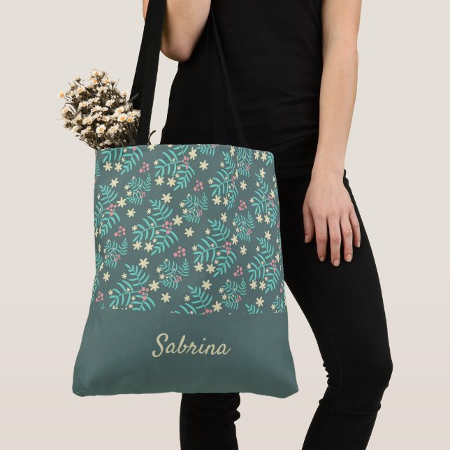 Chic Foliage Mit Monogramm Tote Bag Tasche (Von Nahem)
