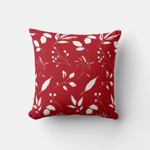 Chic Foliage Red und White Kissen