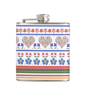 Chic-Folk-Art-Floral-Hearts-Rand: Hip Flask Flachmann