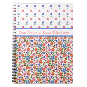 Chic Folk Art Florals on White Spiral Notebook Notizblock