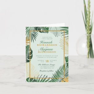 Chic Forest Green Tropical Blätter Moderne Hochzei Einladung