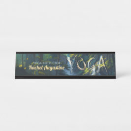 Chic Forest YOGA Versteckter Text Meditation Instr Schreibtischnamensplakette