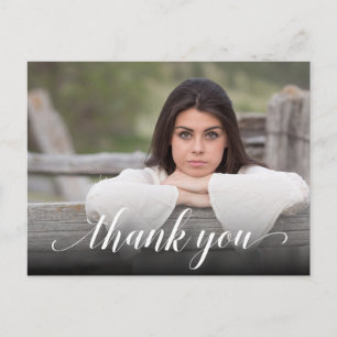 Chic Foto Abschluss Weiß Schriftzug Danke Postkarte