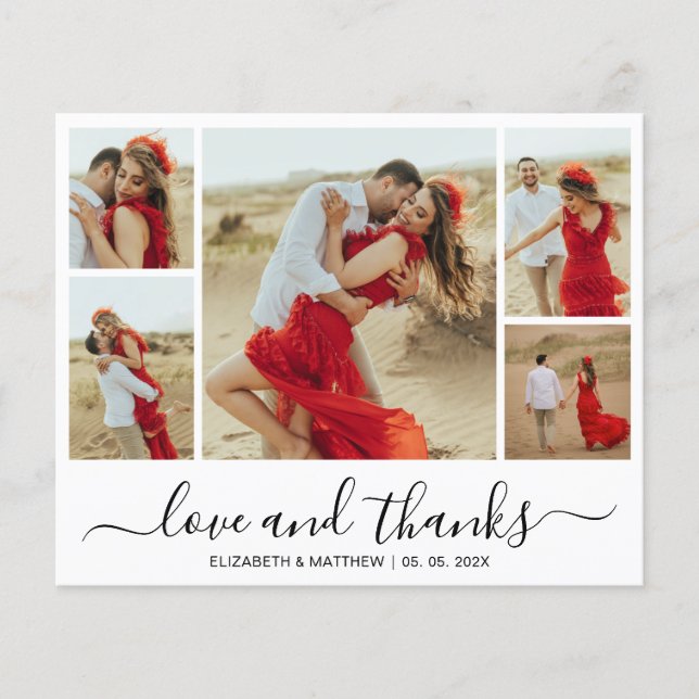 Chic Foto Collage Budget Hochzeit Vielen Dank Flye Flyer (Vorne)