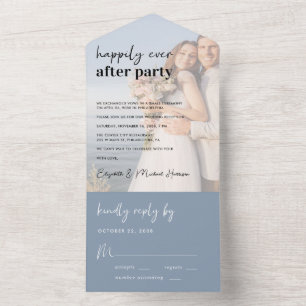 Chic Foto Dusty Blue Wedding Empfang All In One Einladung