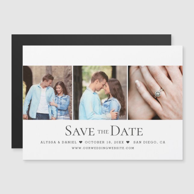 Chic Foto Grid Wedding Save the Date Magnet (Vorne/Hinten)