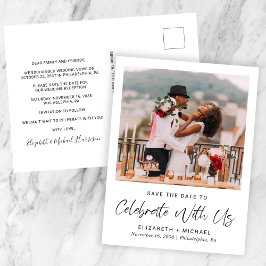 Chic Foto Hochzeitsempfang Save the Date Ankündigungspostkarte