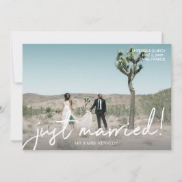 Chic Foto & Just Married Typografy Horizontal Einladung