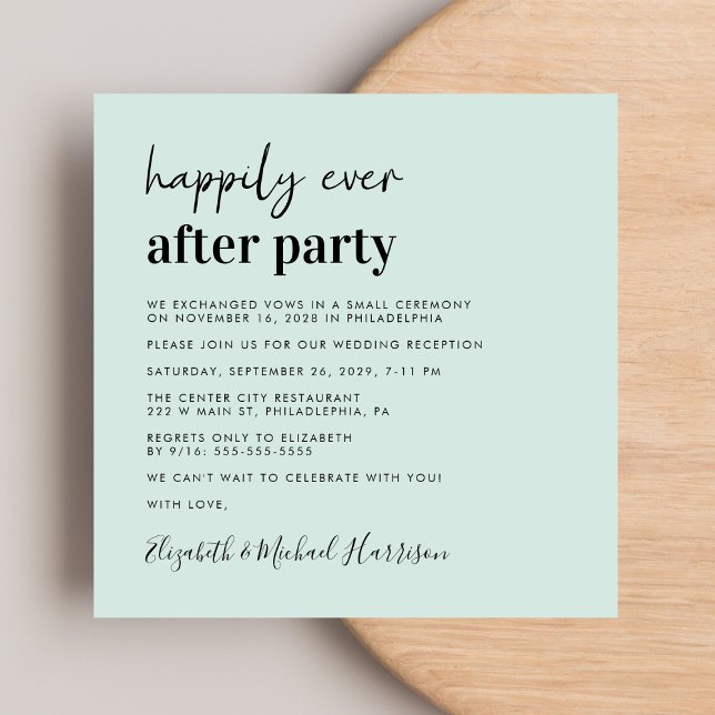 Chic Foto Mint Hochzeitsempfang Einladung (From private vows to a grand party - invite family and friends to celebrate your marriage!)