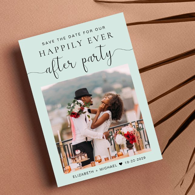 Chic Foto Mint Wedding Empfang Save the Date Ankündigung (Von Creator hochgeladen)