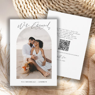 Chic Foto QR Code Hochzeitsankündigung Verlobung Einladung