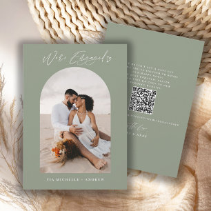 Chic Foto QR Code Hochzeitsankündigung Verlobung Einladung