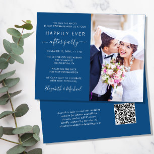 Chic Foto QR Code Hochzeitsempfang Einladung