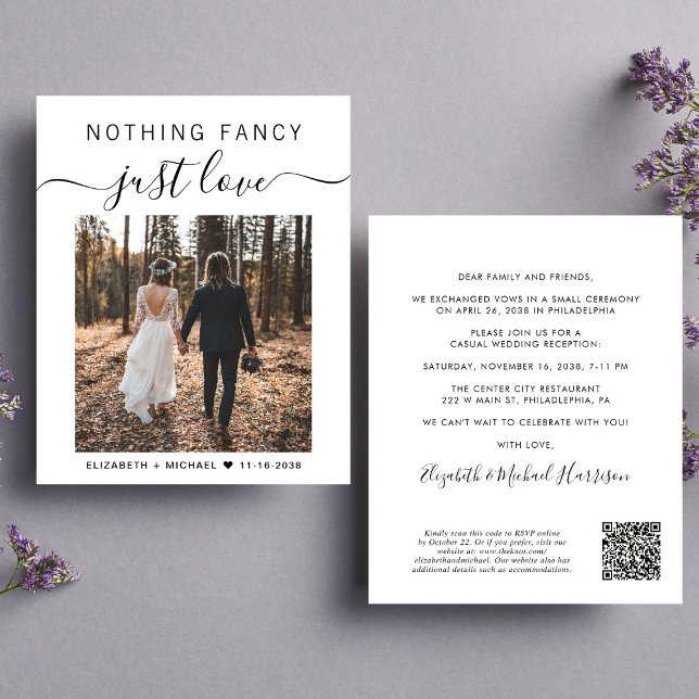 Chic Foto QR Code Hochzeitsempfang Einladung (Von Creator hochgeladen)