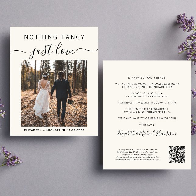 Chic Foto QR Code Hochzeitsempfang Einladung (Von Creator hochgeladen)