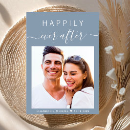 Chic Foto QR-Code in einer dummen blauen Hochzeit Einladung