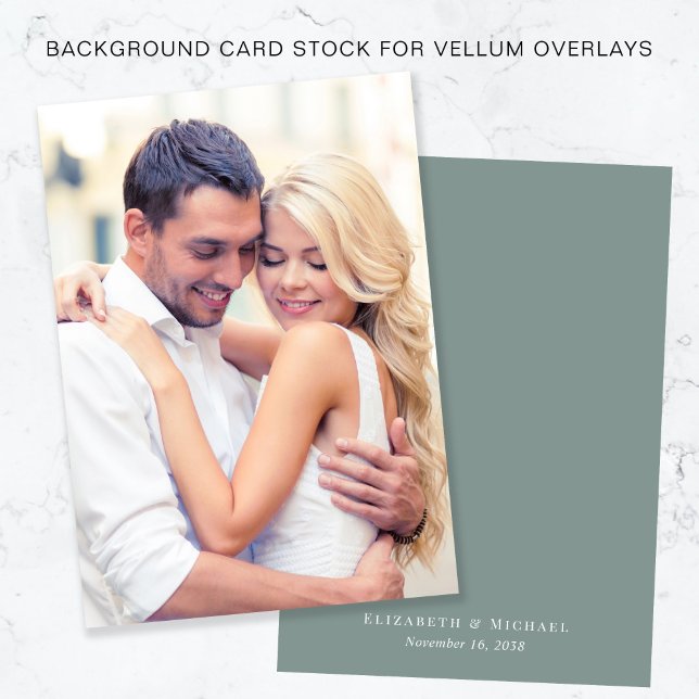 Chic Foto Sage Background for Vellum Overlay Einladung (Von Creator hochgeladen)