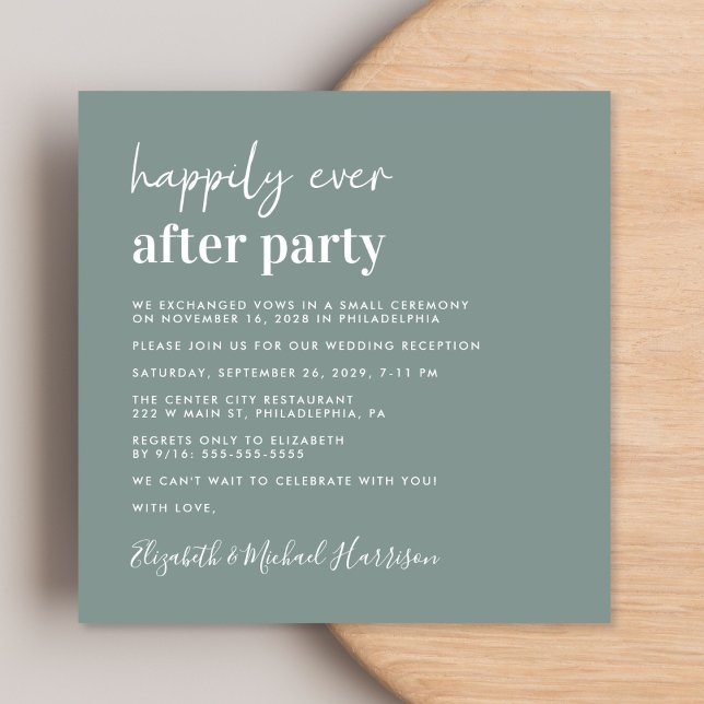 Chic Foto Sage Green Wedding Empfang Einladung (Von Creator hochgeladen)
