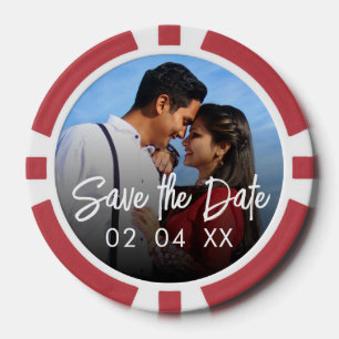 Chic Foto Script Wedding Save the Date Pokerchips