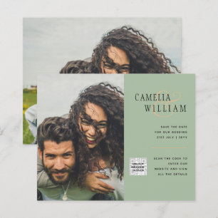 Chic Foto Wedding Invite QR Code Gerettet Datum Gr