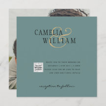 Chic Foto Wedding Invite QR Code Gerettet Datum Gr