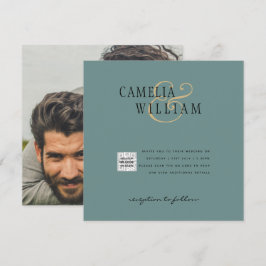 Chic Foto Wedding Invite QR Code Gerettet Datum Gr