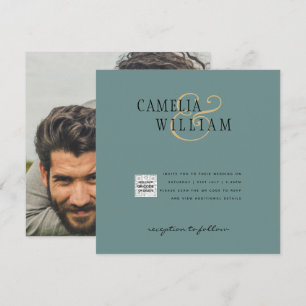 Chic Foto Wedding Invite QR Code Gerettet Datum Gr