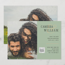 Chic Foto Wedding Invite QR Code Gerettet Datum Gr