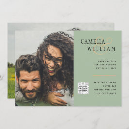 Chic Foto Wedding Invite QR Code Gerettet Datum Gr Einladung