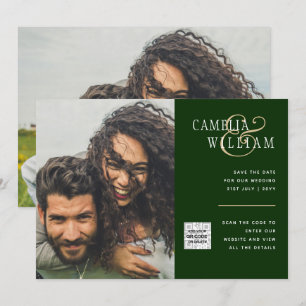 Chic Foto Wedding Invite QR Code Gerettet Datum Gr Einladung