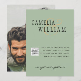 Chic Foto Wedding Invite QR Code Gerettet Datum Gr Einladung