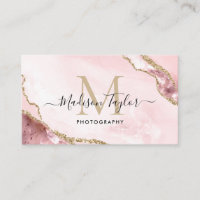 Chic Fotografy Pink Gold Glitzer Agate Monogram