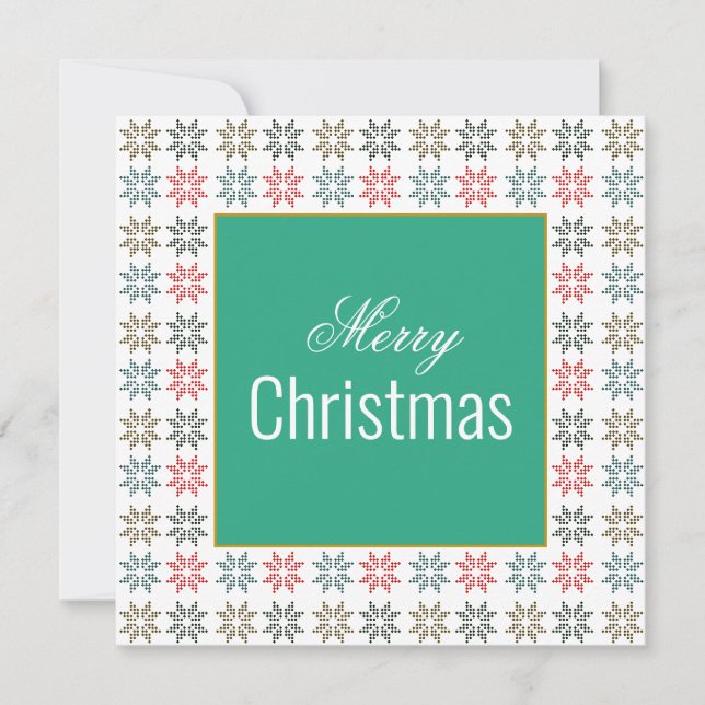 Chic Four Poinsettia Motif Weihnachten, Personalis Karte (Vorderseite)